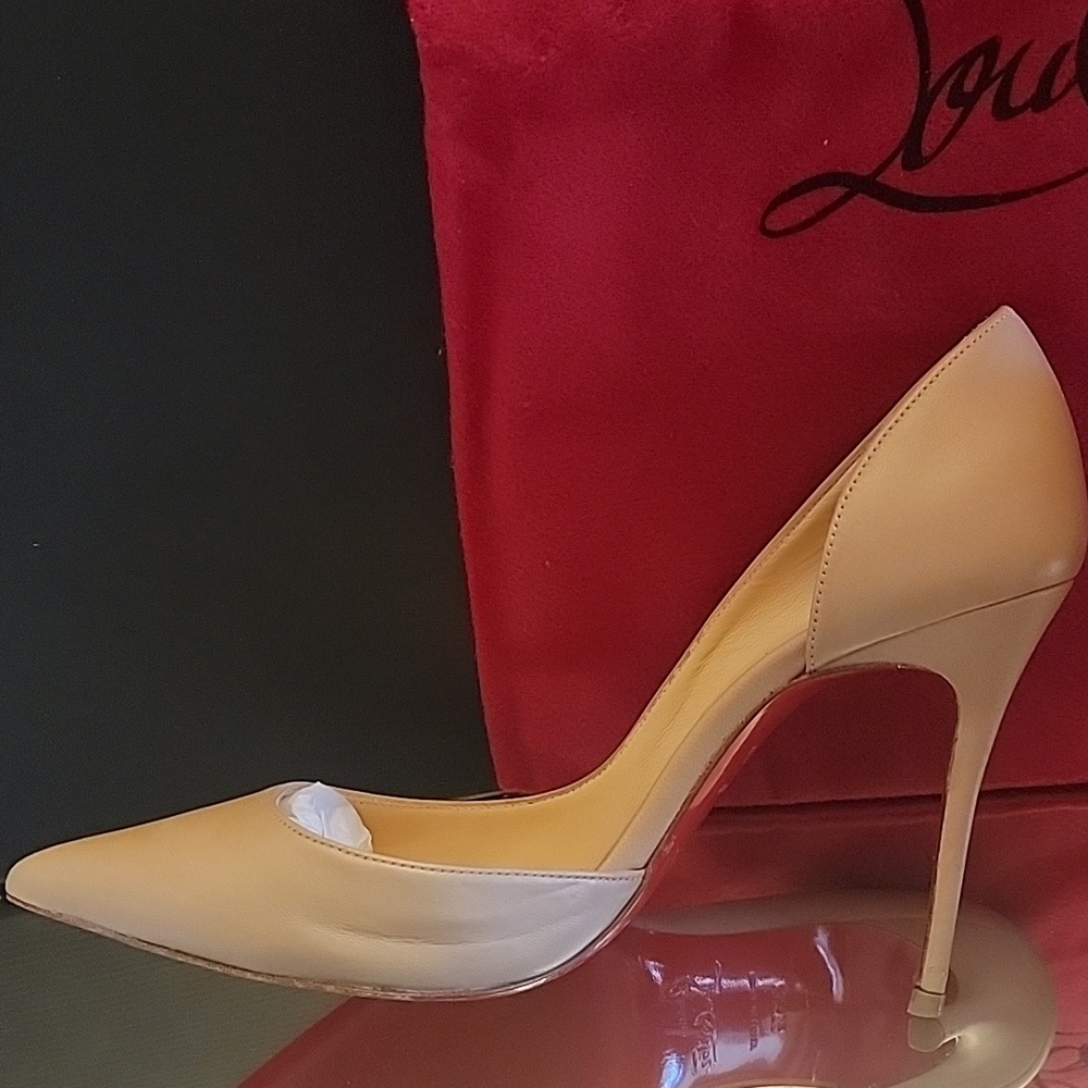Christian Louboutins Iriza 100 Heel Nude Sz 35.5 - Picture 3 of 15